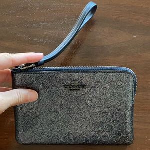 Coach wristlet- sparkle gray